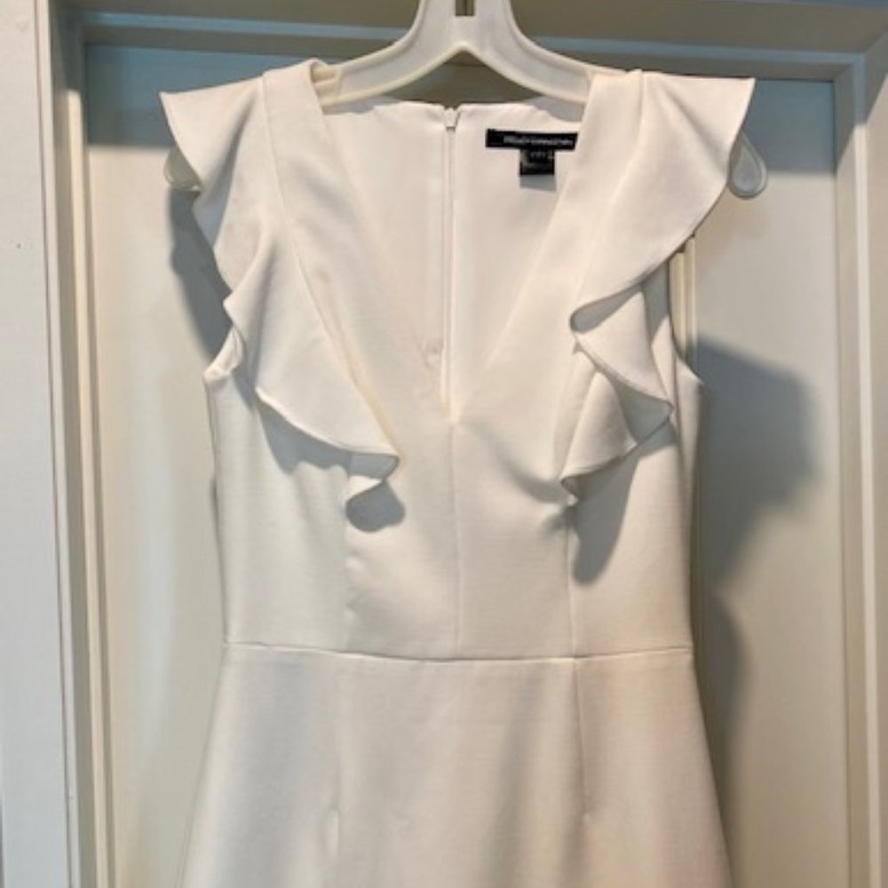 White French Connection Whisper Ruffled V-Neck Mini Dress